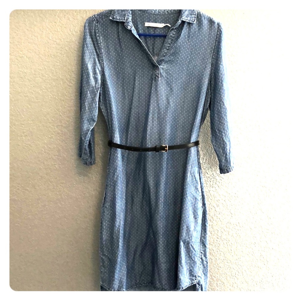 Denim polka dot dress